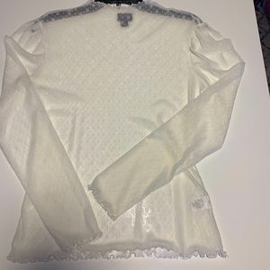Free Press White Sheer Long Sleeve Pullover